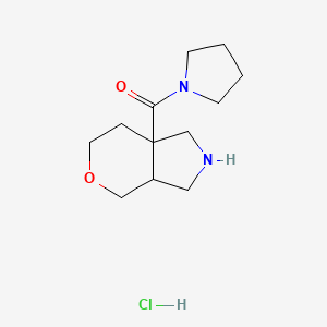 molecular formula C12H21ClN2O2 B2993538 2,3,3a,4,6,7-Hexahydro-1H-pyrano[3,4-c]pyrrol-7a-yl(pyrrolidin-1-yl)methanone;hydrochloride CAS No. 2241130-43-6