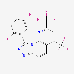 molecular formula C17H6F8N4 B2993539 9-(2,5-Difluorophenyl)-2,4-bis(trifluoromethyl)[1,2,4]triazolo[4,3-a][1,8]naphthyridine CAS No. 338962-28-0