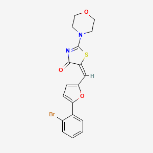 molecular formula C18H15BrN2O3S B2993542 (E)-5-((5-(2-溴苯基)呋喃-2-基)甲亚基)-2-吗啉基噻唑-4(5H)-酮 CAS No. 315241-85-1