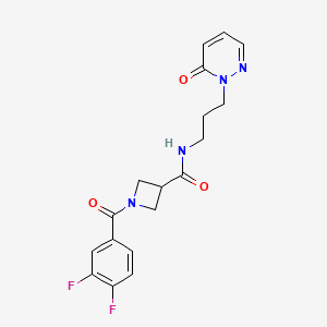 molecular formula C18H18F2N4O3 B2993544 1-(3,4-difluorobenzoyl)-N-(3-(6-oxopyridazin-1(6H)-yl)propyl)azetidine-3-carboxamide CAS No. 1334369-51-5