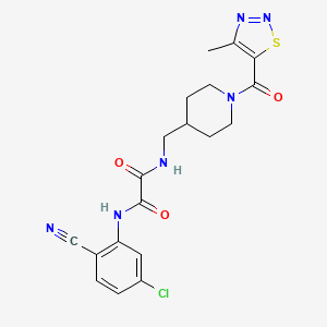 molecular formula C19H19ClN6O3S B2993546 N1-(5-chloro-2-cyanophenyl)-N2-((1-(4-methyl-1,2,3-thiadiazole-5-carbonyl)piperidin-4-yl)methyl)oxalamide CAS No. 1234891-50-9