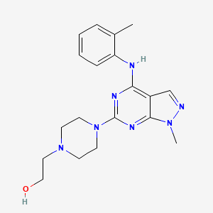 molecular formula C19H25N7O B2993548 2-(4-(1-methyl-4-(o-tolylamino)-1H-pyrazolo[3,4-d]pyrimidin-6-yl)piperazin-1-yl)ethanol CAS No. 887213-16-3