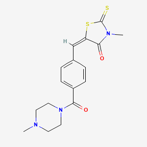 molecular formula C17H19N3O2S2 B2993552 (E)-3-甲基-5-(4-(4-甲基哌嗪-1-羰基)苄叉)-2-硫代噻唑烷-4-酮 CAS No. 854002-32-7