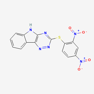 molecular formula C15H8N6O4S B2993575 3-[(2,4-dinitrophenyl)sulfanyl]-5H-[1,2,4]triazino[5,6-b]indole CAS No. 1024558-91-5