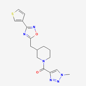 (1-methyl-1H-1,2,3-triazol-4-yl)(3-((3-(thiophen-3-yl)-1,2,4-oxadiazol-5-yl)methyl)piperidin-1-yl)methanone