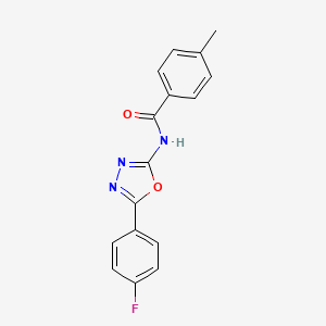 molecular formula C16H12FN3O2 B2993578 N-(5-(4-fluorophenyl)-1,3,4-oxadiazol-2-yl)-4-methylbenzamide CAS No. 865249-72-5