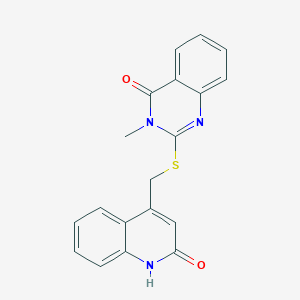 molecular formula C19H15N3O2S B299358 3-methyl-2-{[(2-oxo-1,2-dihydro-4-quinolinyl)methyl]sulfanyl}-4(3H)-quinazolinone 