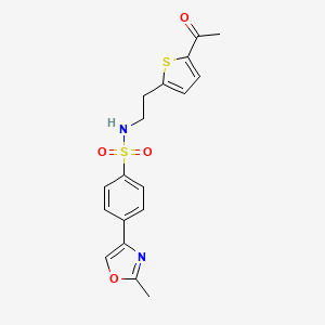 molecular formula C18H18N2O4S2 B2993583 N-(2-(5-acetylthiophen-2-yl)ethyl)-4-(2-methyloxazol-4-yl)benzenesulfonamide CAS No. 2034493-81-5