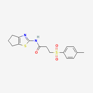N-(5,6-dihydro-4H-cyclopenta[d]thiazol-2-yl)-3-tosylpropanamide
