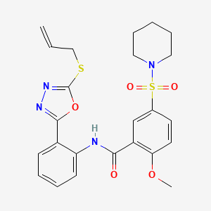 2-methoxy-5-(piperidin-1-ylsulfonyl)-N-{2-[5-(prop-2-en-1-ylsulfanyl)-1,3,4-oxadiazol-2-yl]phenyl}benzamide
