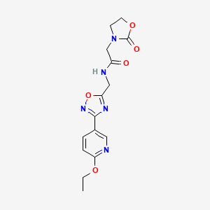 molecular formula C15H17N5O5 B2993602 N-((3-(6-ethoxypyridin-3-yl)-1,2,4-oxadiazol-5-yl)methyl)-2-(2-oxooxazolidin-3-yl)acetamide CAS No. 2034289-07-9