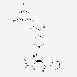 molecular formula C23H27F2N5O3S B2993611 1-(4-acetamido-5-(pyrrolidine-1-carbonyl)thiazol-2-yl)-N-(3,5-difluorobenzyl)piperidine-4-carboxamide CAS No. 1189475-54-4