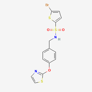 molecular formula C14H11BrN2O3S3 B2993613 5-溴-N-(4-(噻唑-2-氧基)苄基)噻吩-2-磺酰胺 CAS No. 1903436-81-6
