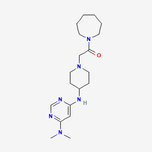 molecular formula C19H32N6O B2993624 1-(Azepan-1-yl)-2-[4-[[6-(dimethylamino)pyrimidin-4-yl]amino]piperidin-1-yl]ethanone CAS No. 2415601-02-2