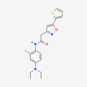 molecular formula C20H23N3O2S B2993628 N-(4-(diethylamino)-2-methylphenyl)-2-(5-(thiophen-2-yl)isoxazol-3-yl)acetamide CAS No. 946317-10-8