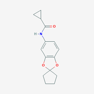 molecular formula C15H17NO3 B299363 N-spiro[1,3-benzodioxole-2,1'-cyclopentan]-5-ylcyclopropanecarboxamide 