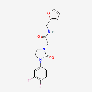 molecular formula C16H15F2N3O3 B2993642 2-(3-(3,4-difluorophenyl)-2-oxoimidazolidin-1-yl)-N-(furan-2-ylmethyl)acetamide CAS No. 1251544-56-5