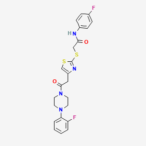 molecular formula C23H22F2N4O2S2 B2993661 N-(4-fluorophenyl)-2-((4-(2-(4-(2-fluorophenyl)piperazin-1-yl)-2-oxoethyl)thiazol-2-yl)thio)acetamide CAS No. 941980-57-0