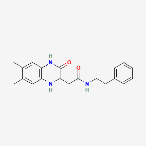 molecular formula C20H23N3O2 B2993667 2-(6,7-dimethyl-3-oxo-1,2,3,4-tetrahydroquinoxalin-2-yl)-N-phenethylacetamide CAS No. 1009487-30-2