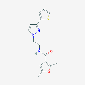 molecular formula C16H17N3O2S B2993728 2,5-Dimethyl-N-[2-(3-thiophen-2-ylpyrazol-1-yl)ethyl]furan-3-carboxamide CAS No. 1448125-95-8