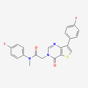 molecular formula C21H15F2N3O2S B2993737 N-(4-氟苯基)-2-[7-(4-氟苯基)-4-氧代噻吩并[3,2-d]嘧啶-3(4H)-基]-N-甲基乙酰胺 CAS No. 1207048-76-7