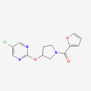 molecular formula C13H12ClN3O3 B2993763 (3-((5-Chloropyrimidin-2-yl)oxy)pyrrolidin-1-yl)(furan-2-yl)methanone CAS No. 2034575-43-2