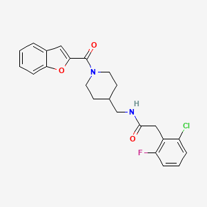 molecular formula C23H22ClFN2O3 B2993769 N-((1-(benzofuran-2-carbonyl)piperidin-4-yl)methyl)-2-(2-chloro-6-fluorophenyl)acetamide CAS No. 1797247-04-1