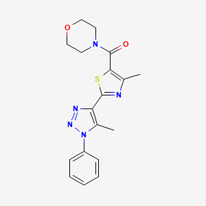 molecular formula C18H19N5O2S B2993771 (4-methyl-2-(5-methyl-1-phenyl-1H-1,2,3-triazol-4-yl)thiazol-5-yl)(morpholino)methanone CAS No. 1251585-47-3