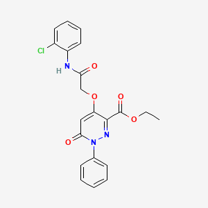 molecular formula C21H18ClN3O5 B2993789 Ethyl 4-(2-((2-chlorophenyl)amino)-2-oxoethoxy)-6-oxo-1-phenyl-1,6-dihydropyridazine-3-carboxylate CAS No. 899733-70-1