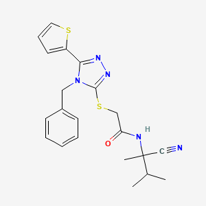 2-[(4-benzyl-5-thiophen-2-yl-1,2,4-triazol-3-yl)sulfanyl]-N-(2-cyano-3-methylbutan-2-yl)acetamide