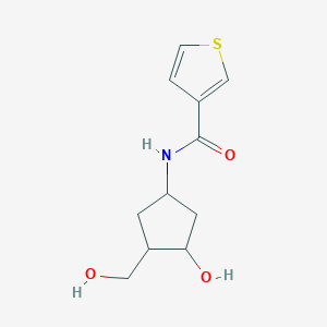 molecular formula C11H15NO3S B2993831 N-(3-hydroxy-4-(hydroxymethyl)cyclopentyl)thiophene-3-carboxamide CAS No. 1421460-07-2