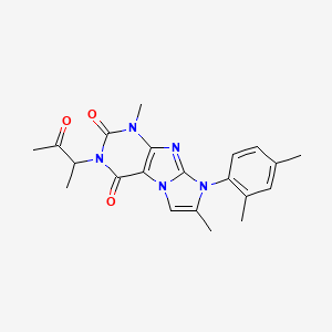 molecular formula C21H23N5O3 B2993832 6-(2,4-Dimethylphenyl)-4,7-dimethyl-2-(3-oxobutan-2-yl)purino[7,8-a]imidazole-1,3-dione CAS No. 933968-36-6