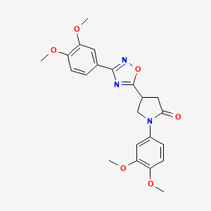 molecular formula C22H23N3O6 B2993835 1-(3,4-Dimethoxyphenyl)-4-(3-(3,4-dimethoxyphenyl)-1,2,4-oxadiazol-5-yl)pyrrolidin-2-one CAS No. 941891-80-1