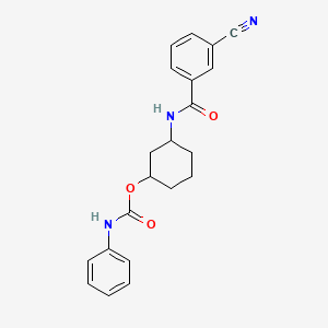 molecular formula C21H21N3O3 B2993837 3-(3-氰基苯甲酰胺)环己基苯甲酸酯 CAS No. 1351609-15-8