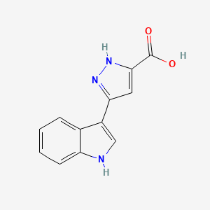 molecular formula C12H9N3O2 B2993843 5-(1H-吲哚-3-基)-1H-吡唑-3-甲酸 CAS No. 51843-31-3