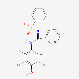 molecular formula C21H18Cl2N2O3S B2993844 N'-(benzenesulfonyl)-N-(3,5-dichloro-4-hydroxy-2,6-dimethylphenyl)benzenecarboximidamide CAS No. 307553-67-9