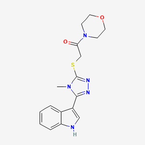 molecular formula C17H19N5O2S B2993849 2-((5-(1H-indol-3-yl)-4-methyl-4H-1,2,4-triazol-3-yl)thio)-1-morpholinoethanone CAS No. 831189-28-7