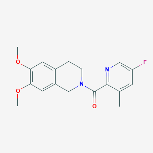 molecular formula C18H19FN2O3 B2993850 2-(5-Fluoro-3-methylpyridine-2-carbonyl)-6,7-dimethoxy-1,2,3,4-tetrahydroisoquinoline CAS No. 2415629-36-4
