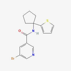 molecular formula C15H15BrN2OS B2993854 5-bromo-N-(1-(thiophen-2-yl)cyclopentyl)nicotinamide CAS No. 2034528-16-8