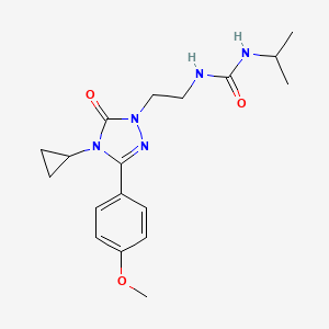molecular formula C18H25N5O3 B2993855 1-(2-(4-cyclopropyl-3-(4-methoxyphenyl)-5-oxo-4,5-dihydro-1H-1,2,4-triazol-1-yl)ethyl)-3-isopropylurea CAS No. 2320178-87-6