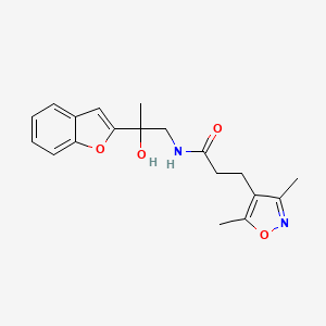 molecular formula C19H22N2O4 B2993858 N-(2-(benzofuran-2-yl)-2-hydroxypropyl)-3-(3,5-dimethylisoxazol-4-yl)propanamide CAS No. 2034441-07-9