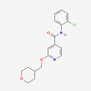 molecular formula C18H19ClN2O3 B2993873 N-(2-chlorophenyl)-2-((tetrahydro-2H-pyran-4-yl)methoxy)isonicotinamide CAS No. 2034365-13-2