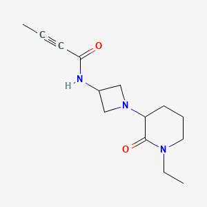 molecular formula C14H21N3O2 B2993878 N-[1-(1-Ethyl-2-oxopiperidin-3-yl)azetidin-3-yl]but-2-ynamide CAS No. 2411195-09-8