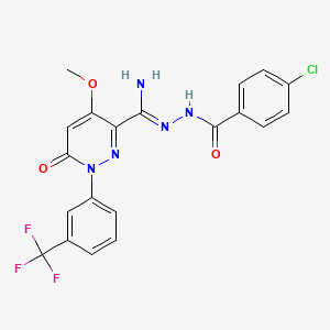 4-Chloro-N'-(imino(4-methoxy-6-oxo-1-(3-(trifluoromethyl)phenyl)-1,6-dihydro-3-pyridazinyl)methyl)benzenecarbohydrazide
