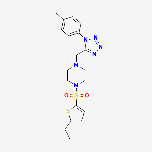 molecular formula C19H24N6O2S2 B2993886 1-((5-ethylthiophen-2-yl)sulfonyl)-4-((1-(p-tolyl)-1H-tetrazol-5-yl)methyl)piperazine CAS No. 1049387-67-8