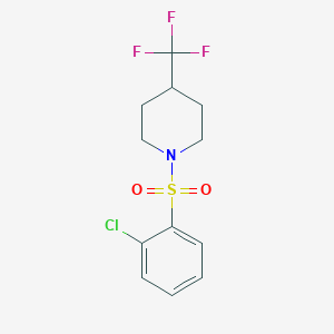 molecular formula C12H13ClF3NO2S B2993887 1-[(2-Chlorophenyl)sulfonyl]-4-(trifluoromethyl)piperidine CAS No. 911643-37-3