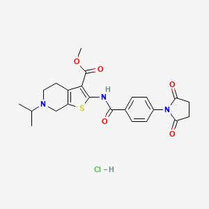 molecular formula C23H26ClN3O5S B2993890 盐酸甲基 2-(4-(2,5-二氧代吡咯烷-1-基)苯甲酰胺)-6-异丙基-4,5,6,7-四氢噻吩并[2,3-c]吡啶-3-羧酸酯 CAS No. 1329920-44-6