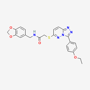 molecular formula C23H21N5O4S B2993901 N-(苯并[d][1,3]二氧杂环-5-基甲基)-2-((3-(4-乙氧基苯基)-[1,2,4]三唑并[4,3-b]哒嗪-6-基)硫代)乙酰胺 CAS No. 852436-92-1
