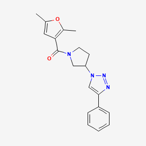 molecular formula C19H20N4O2 B2993905 (2,5-二甲基呋喃-3-基)(3-(4-苯基-1H-1,2,3-三唑-1-基)吡咯烷-1-基)甲苯酮 CAS No. 2034302-91-3