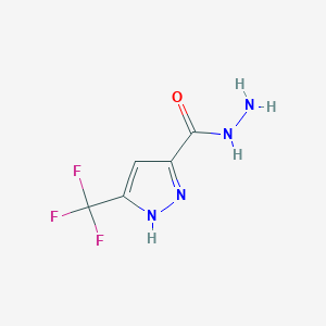 molecular formula C5H5F3N4O B2993929 3-(trifluoromethyl)-1H-pyrazole-5-carbohydrazide CAS No. 1159770-06-5